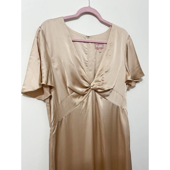 Show Me Your Mumu Rome Twist Gown in Champagne Luxe Satin Size XL NP - Picture 3 of 7